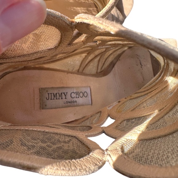 Jimmy Choo Beige Lace Stiletto Heels - Picture 8 of 9